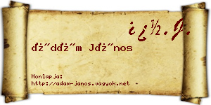 Ádám János névjegykártya